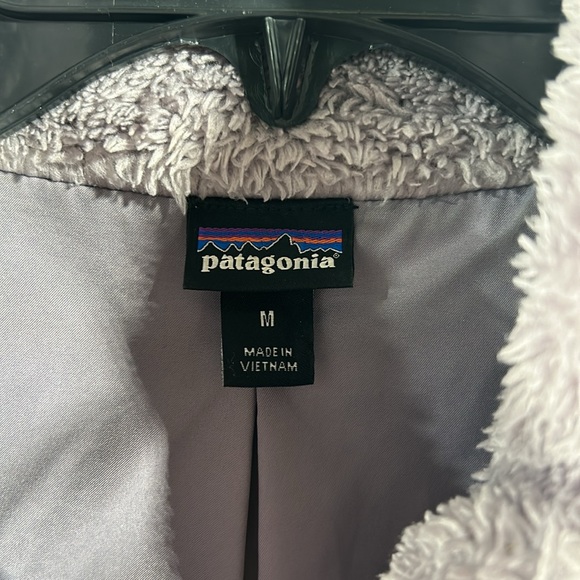 Patagonia Logo Los Gatos Deep Pile Sherpa Fleece Full Zip Vest Women's Sz Medium - Picture 2 of 3